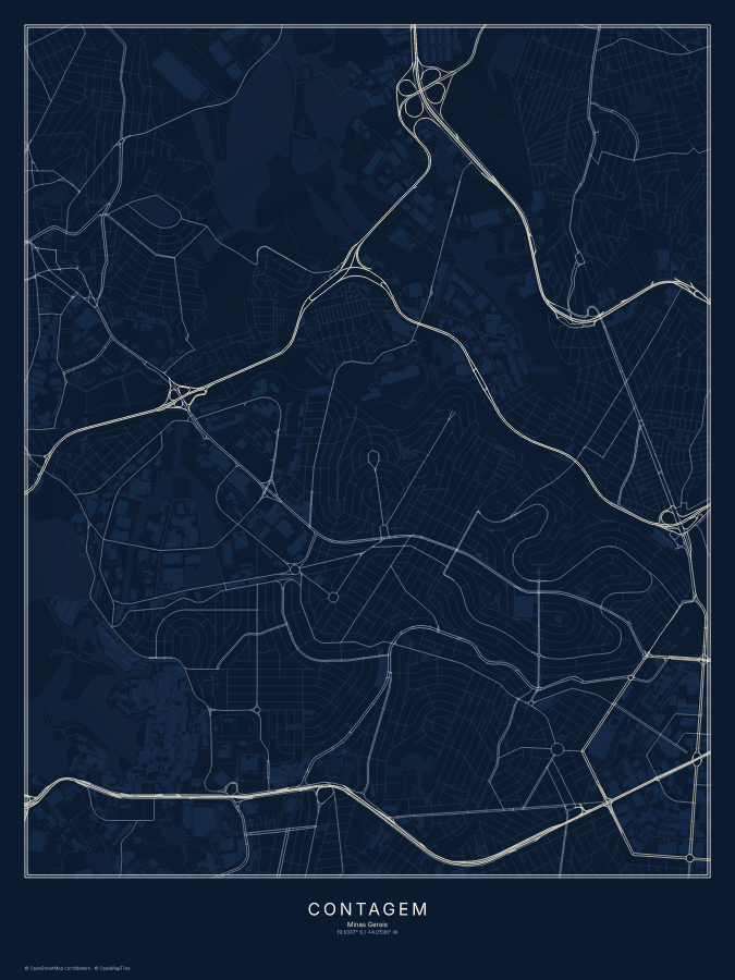 Contagem map poster, midnight style