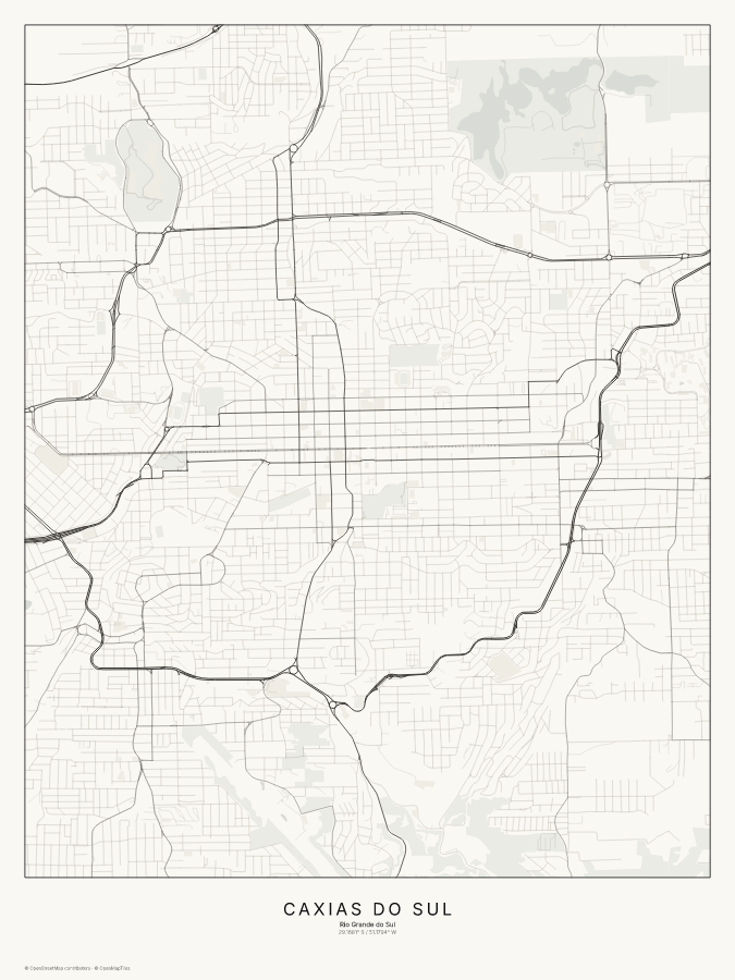 Caxias do Sul map poster, classic style