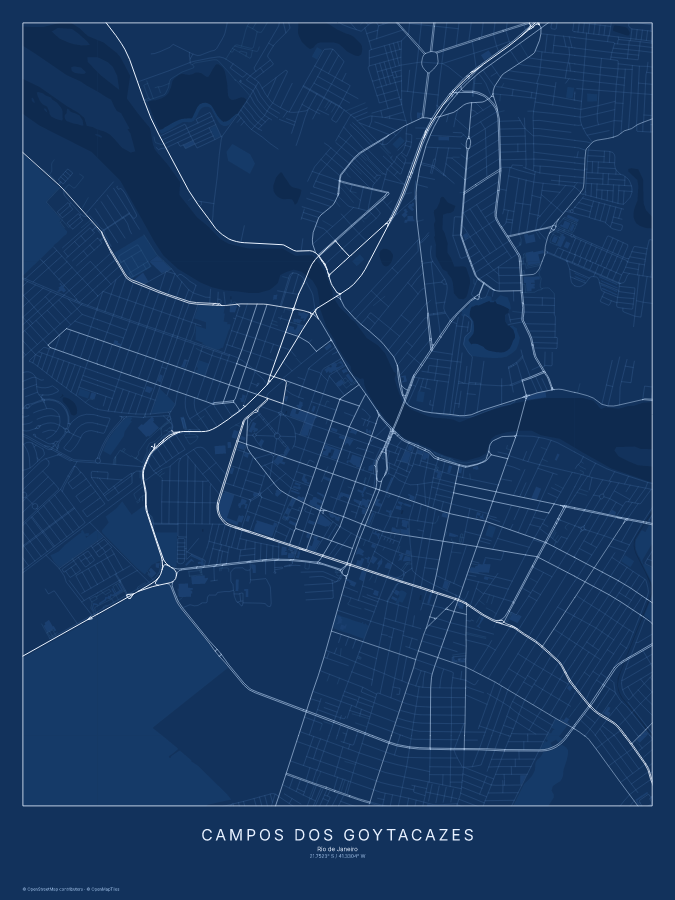 Campos dos Goytacazes map poster, blueprint style