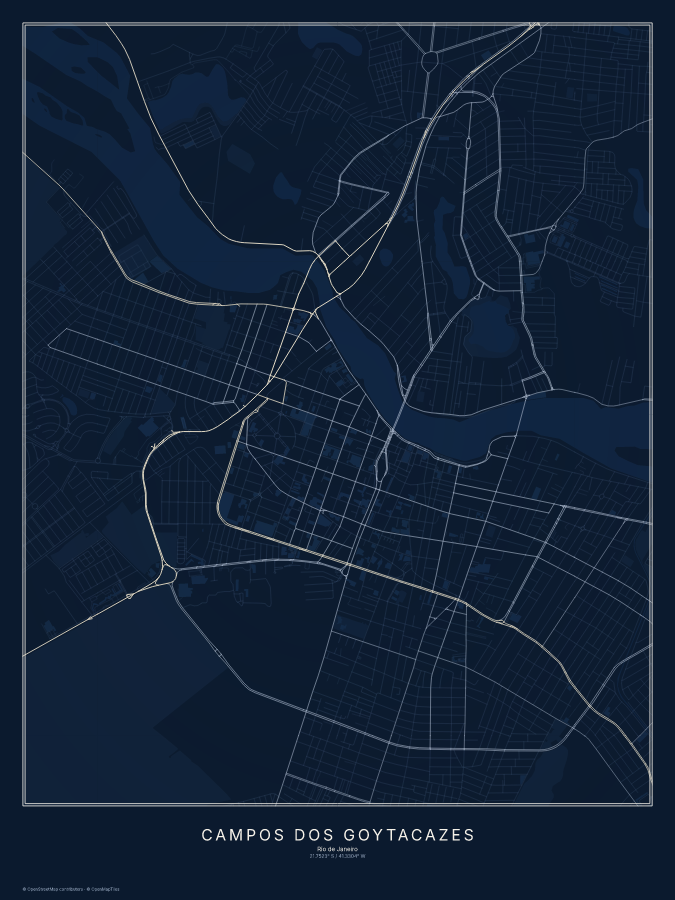 Campos dos Goytacazes map poster, midnight style