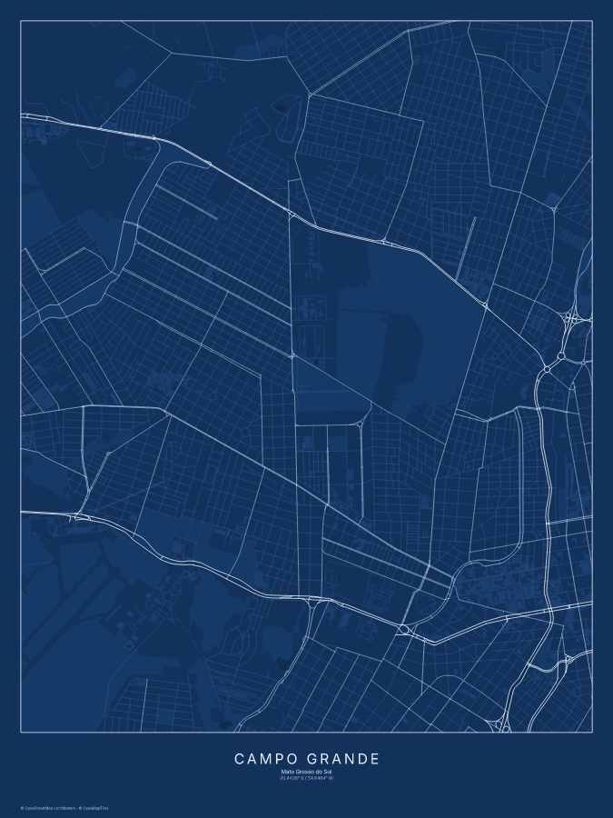 Campo Grande map poster, blueprint style