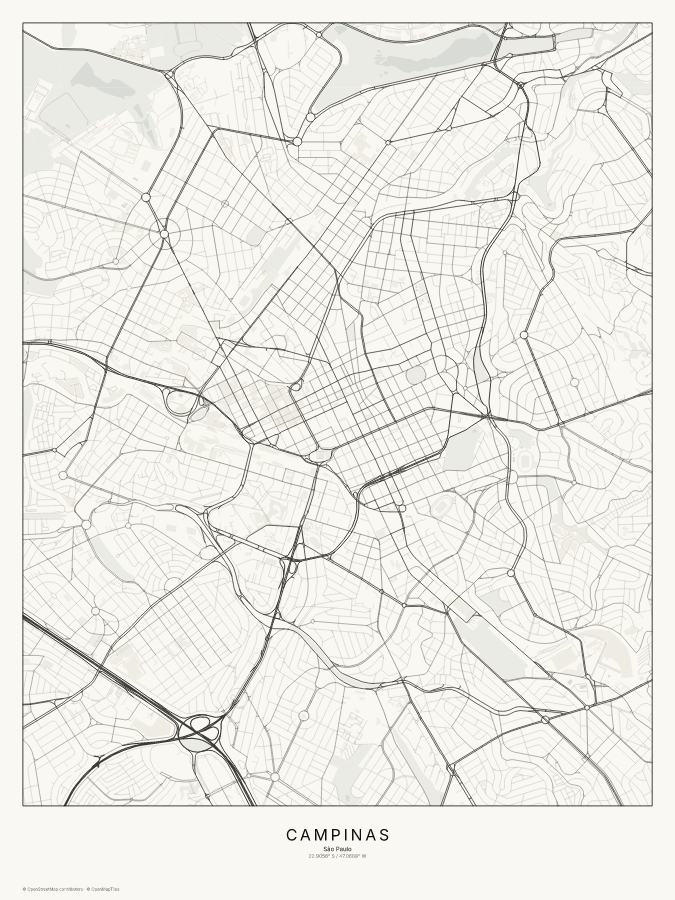 Campinas map poster, classic style