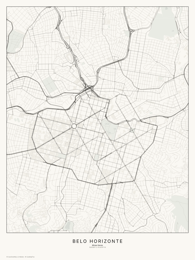 Belo Horizonte map poster, classic style