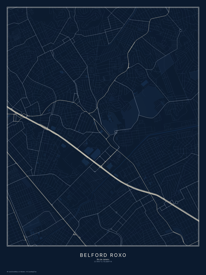 Belford Roxo map poster, midnight style