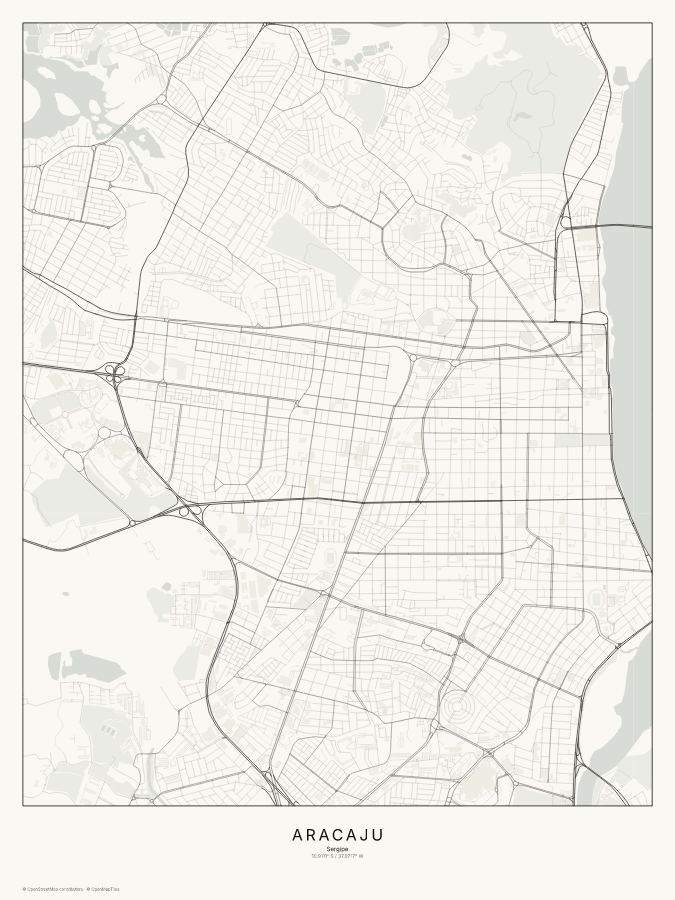 Aracaju map poster, classic style