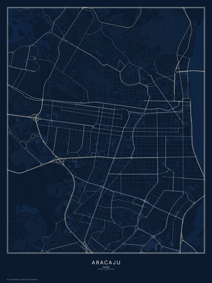 Aracaju map poster, midnight style