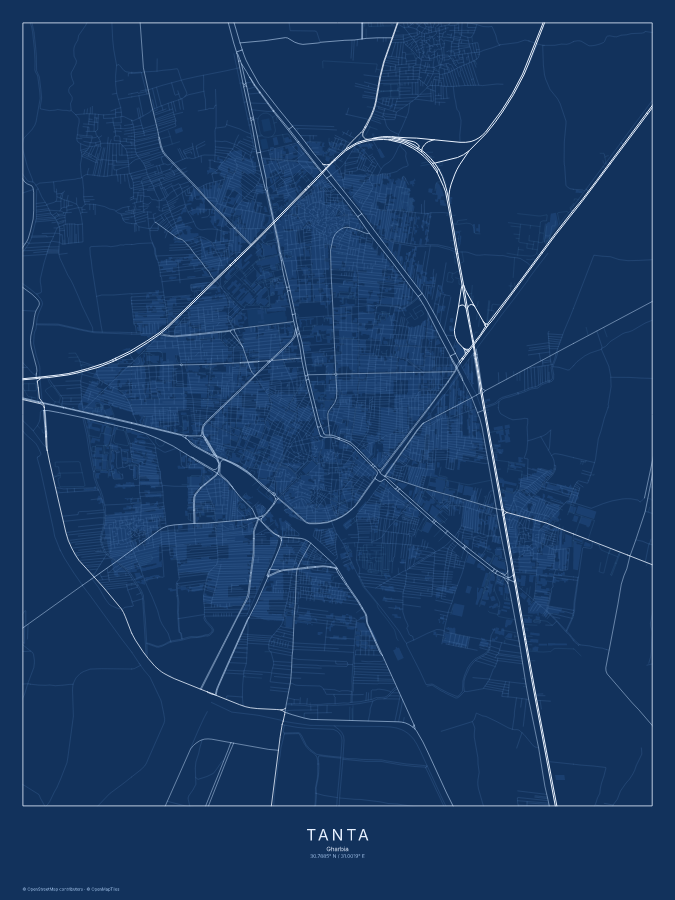 Tanta map poster, blueprint style
