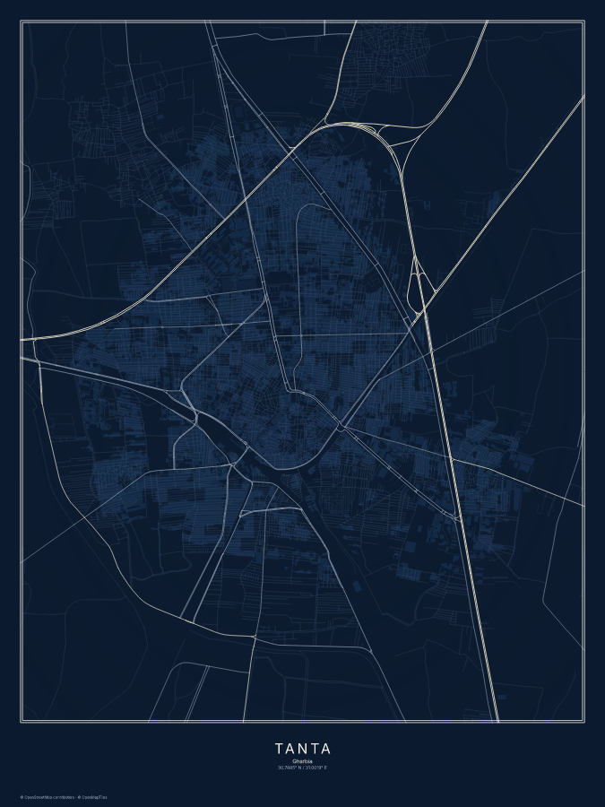 Tanta map poster, midnight style