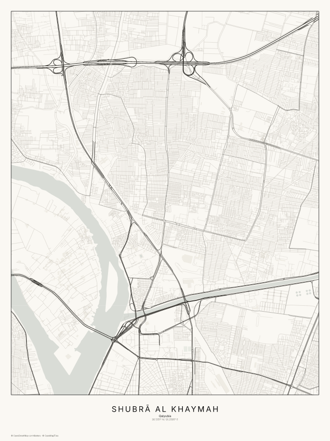 Shubrā al Khaymah map poster, classic style