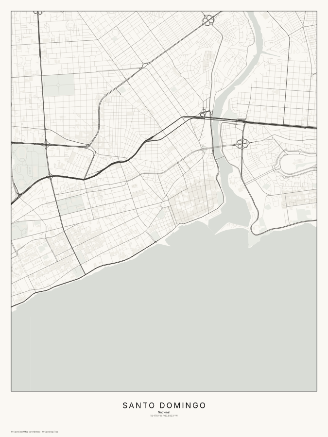 Santo Domingo map poster, classic style