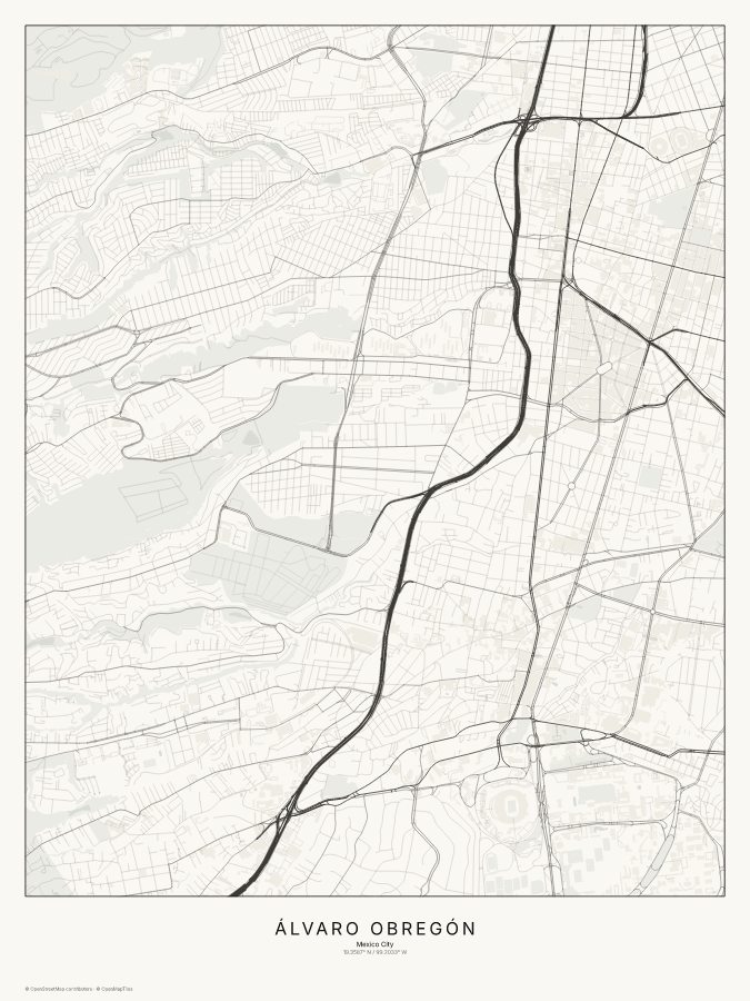 Álvaro Obregón map poster, classic style