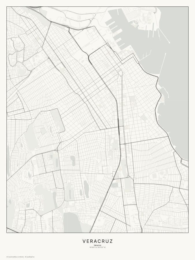 Veracruz map poster, classic style