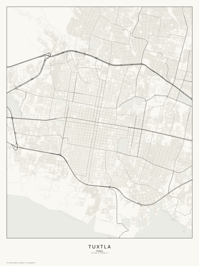 Tuxtla map poster, classic style