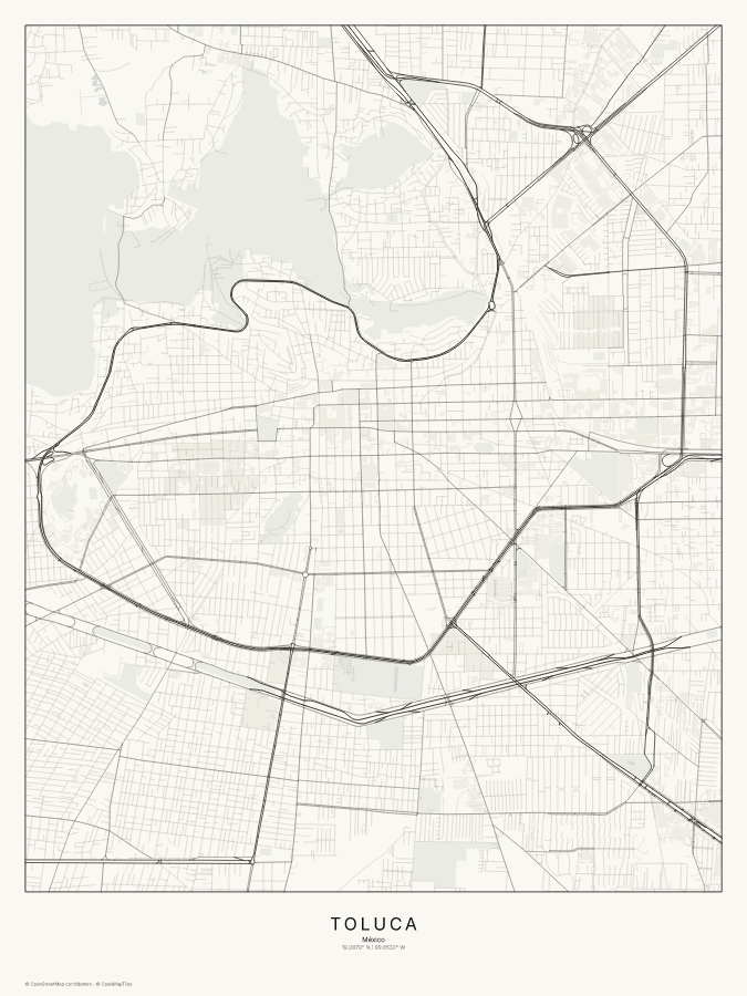 Toluca map poster, classic style