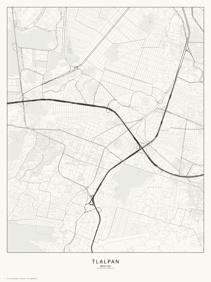 Tlalpan map poster, classic style