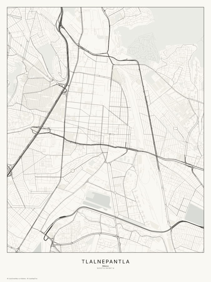 Tlalnepantla map poster, classic style