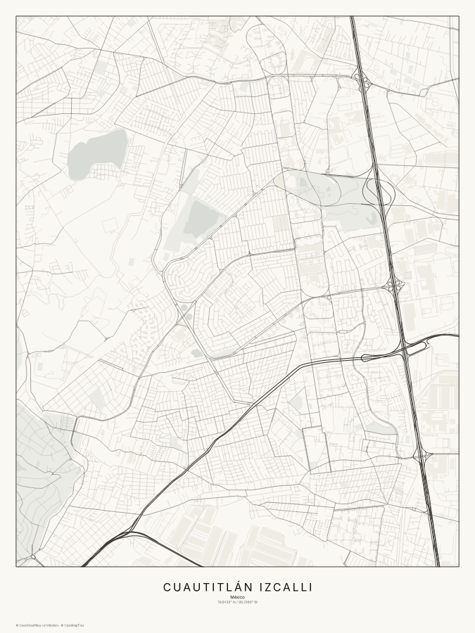 Cuautitlán Izcalli map poster, classic style