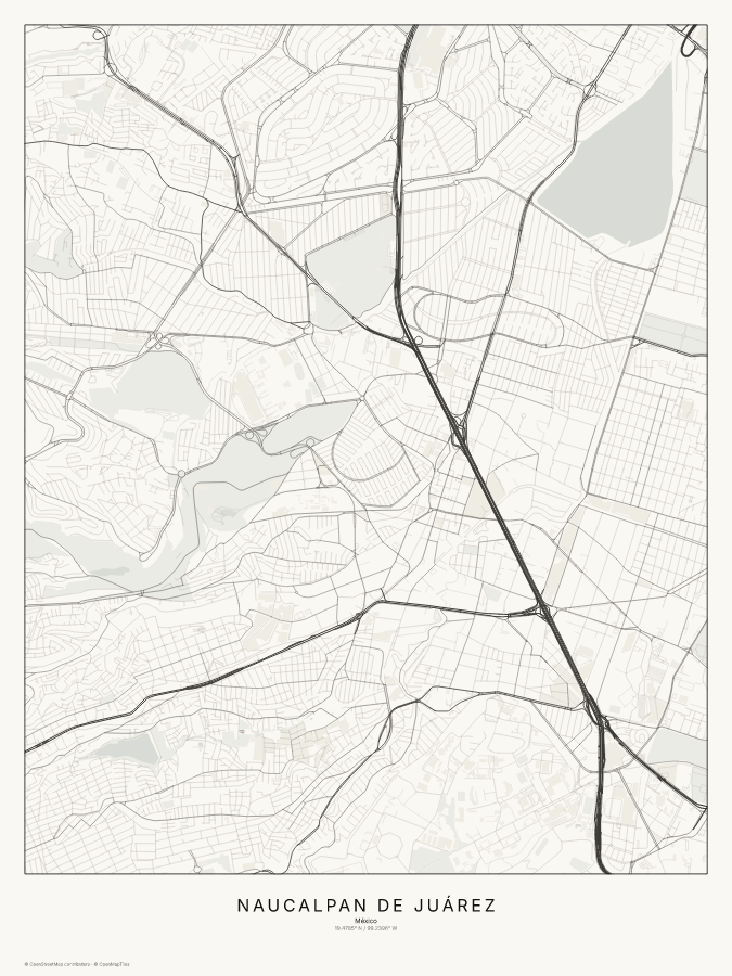 Naucalpan de Juárez map poster, classic style