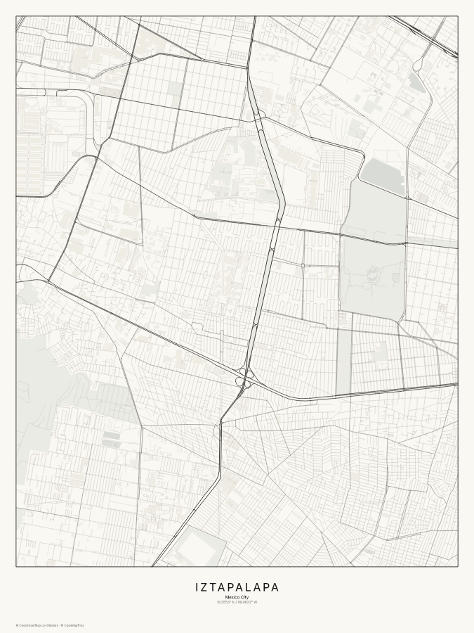 Iztapalapa map poster, classic style
