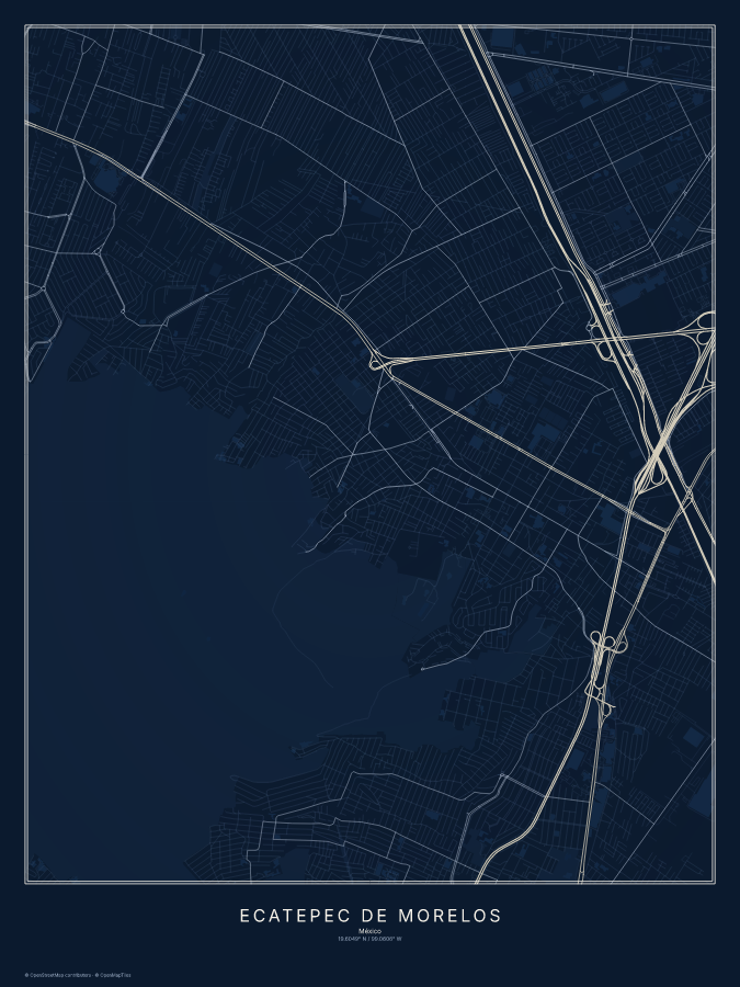 Ecatepec de Morelos map poster, midnight style