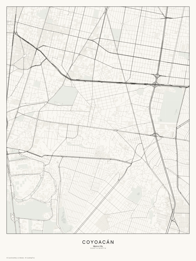 Coyoacán map poster, classic style