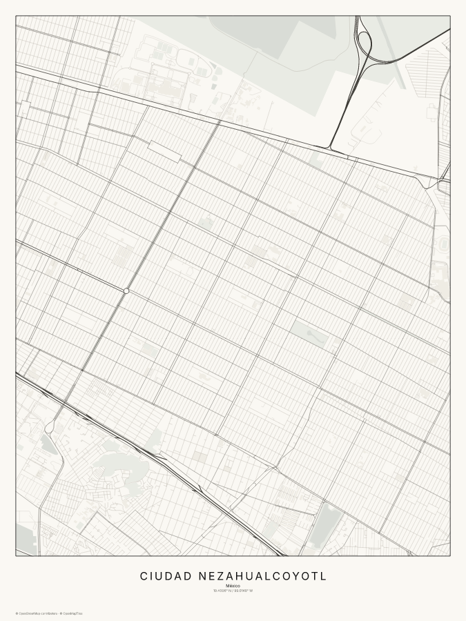 Ciudad Nezahualcoyotl map poster, classic style