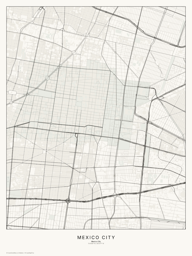Mexico City map poster, classic style