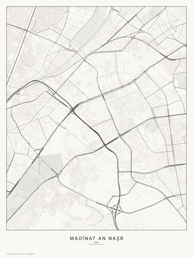 Madīnat an Naşr map poster, classic style