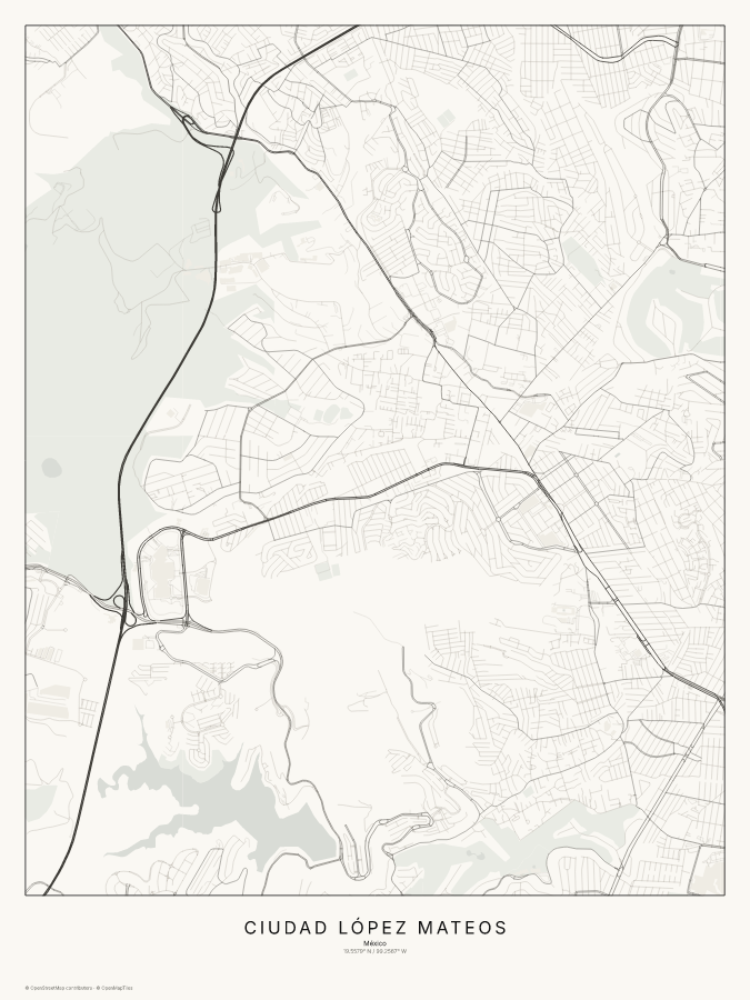 Ciudad López Mateos map poster, classic style