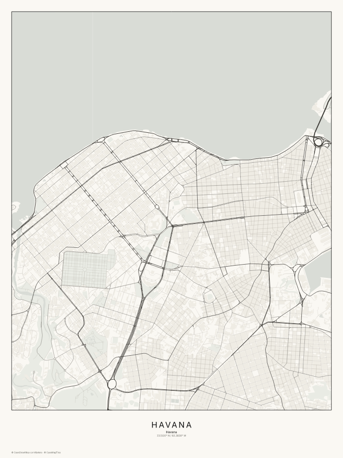 Havana map poster, classic style