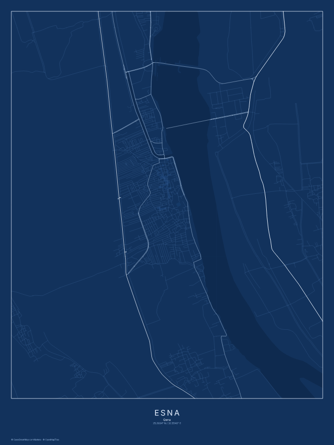 Esna map poster, blueprint style