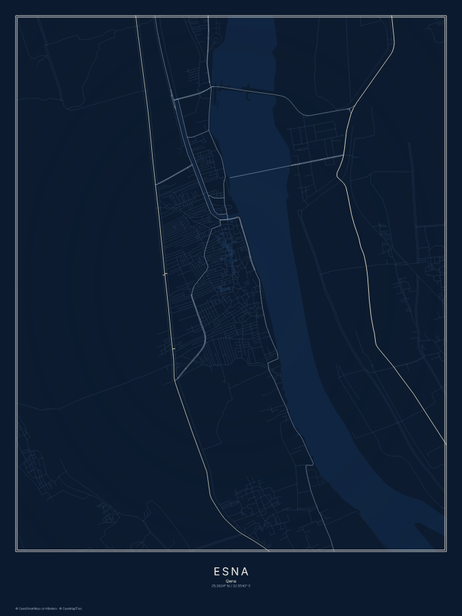 Esna map poster, midnight style