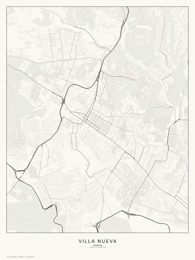 Villa Nueva map poster, classic style