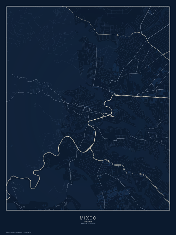 Mixco map poster, midnight style