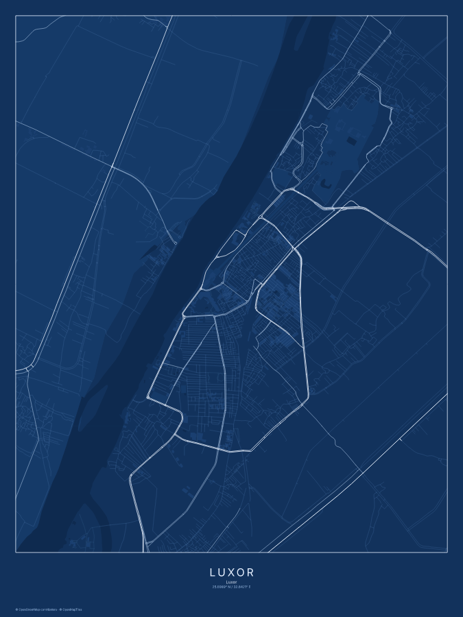 Luxor map poster, blueprint style