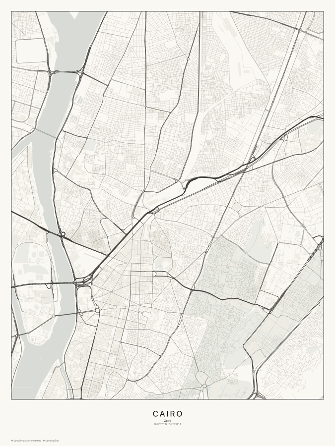 Cairo map poster, classic style