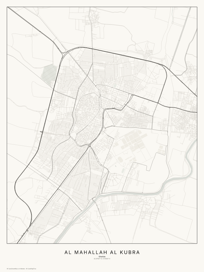 Al Maḩallah al Kubrá map poster, classic style