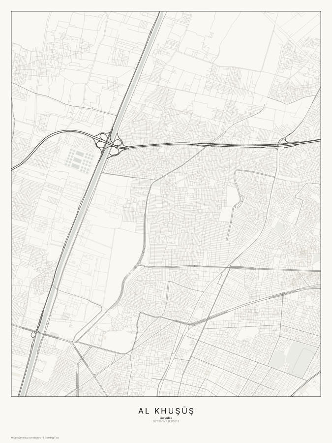 Al Khuşūş map poster, classic style
