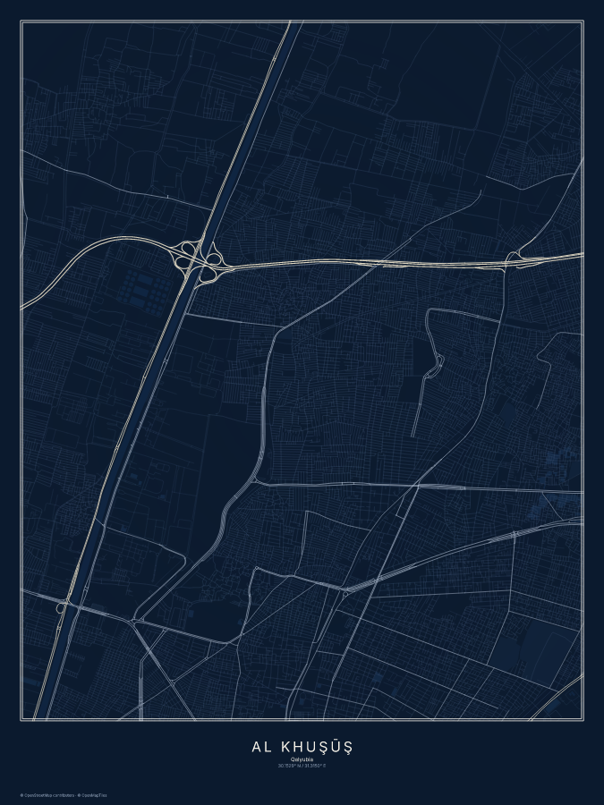 Al Khuşūş map poster, midnight style