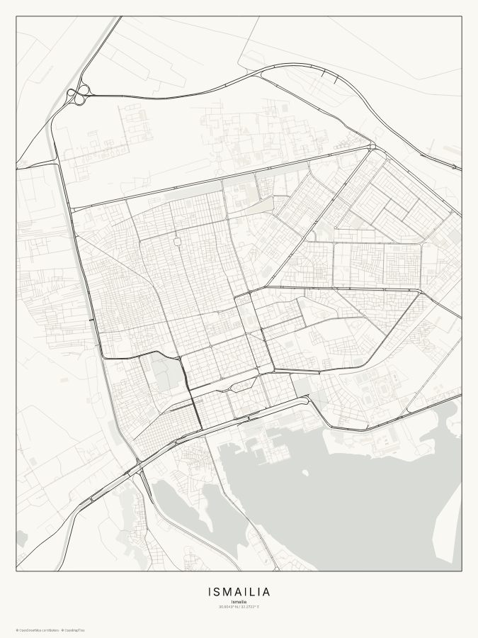 Ismailia map poster, classic style