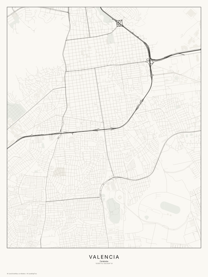 Valencia map poster, classic style