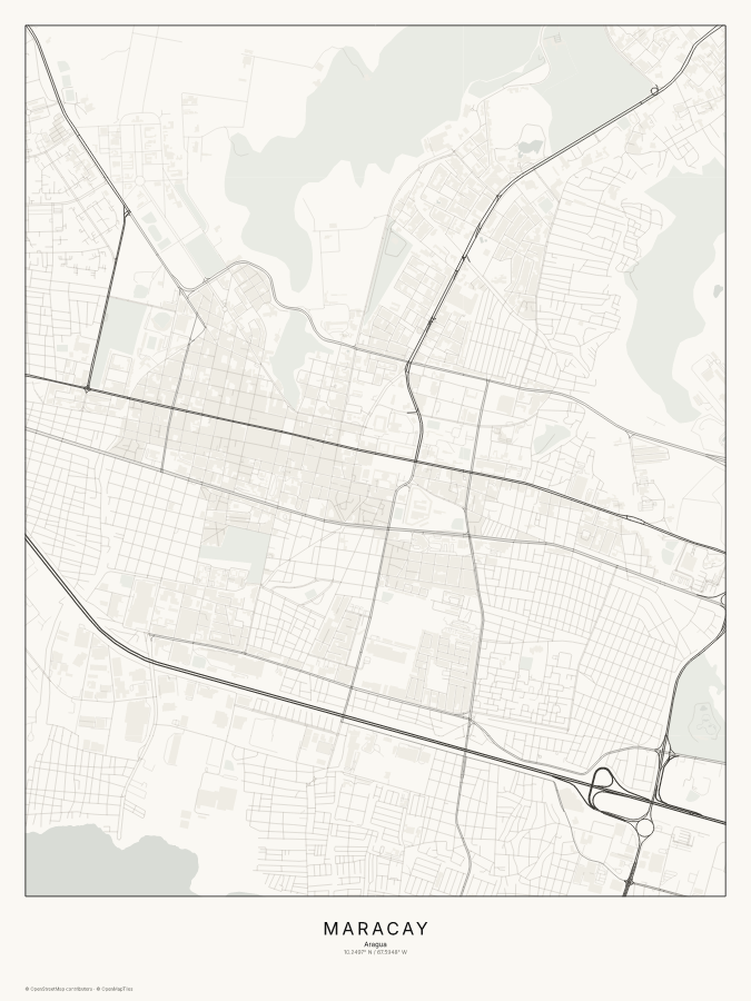 Maracay map poster, classic style