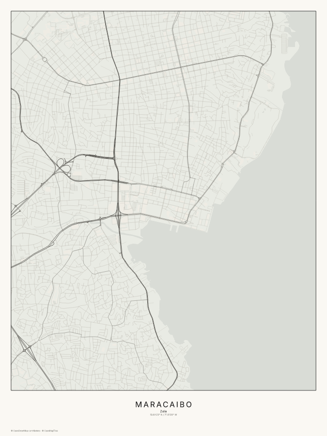 Maracaibo map poster, classic style