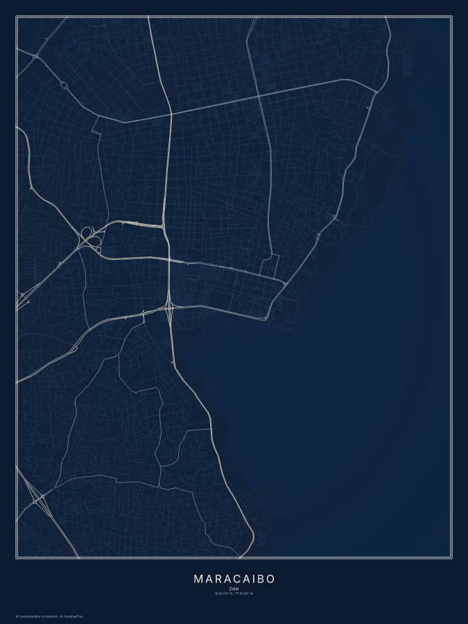 Maracaibo map poster, midnight style