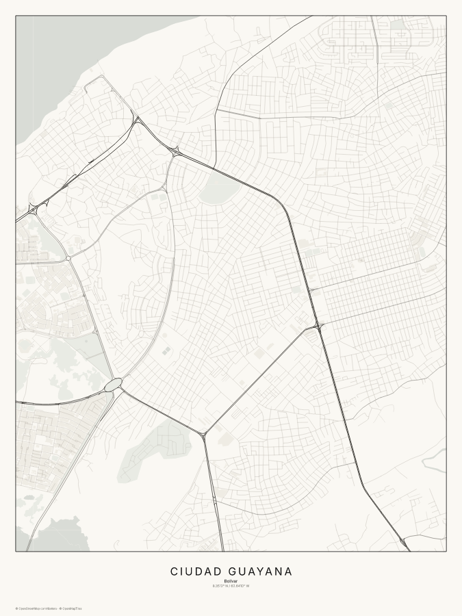 Ciudad Guayana map poster, classic style