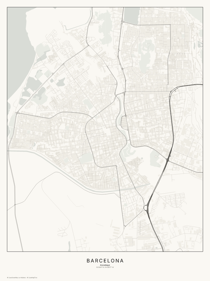 Barcelona map poster, classic style