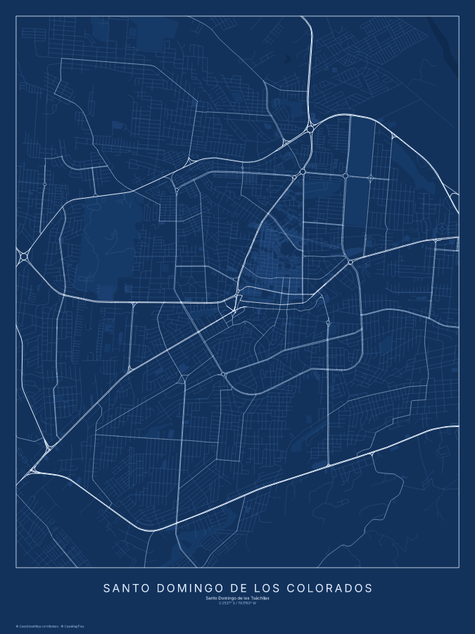 Santo Domingo de los Colorados map poster, blueprint style
