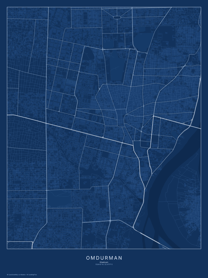 Omdurman map poster, blueprint style