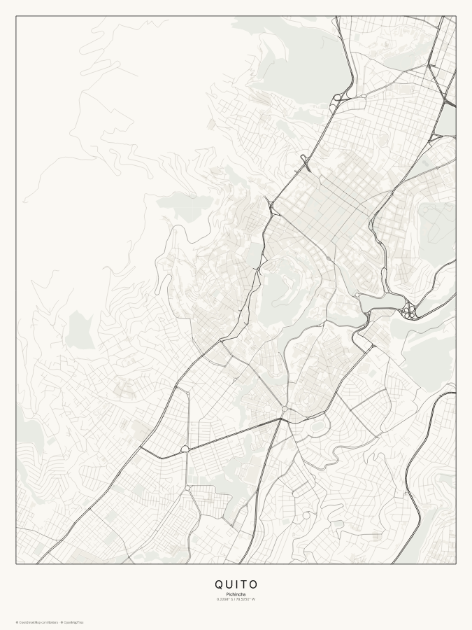 Quito map poster, classic style