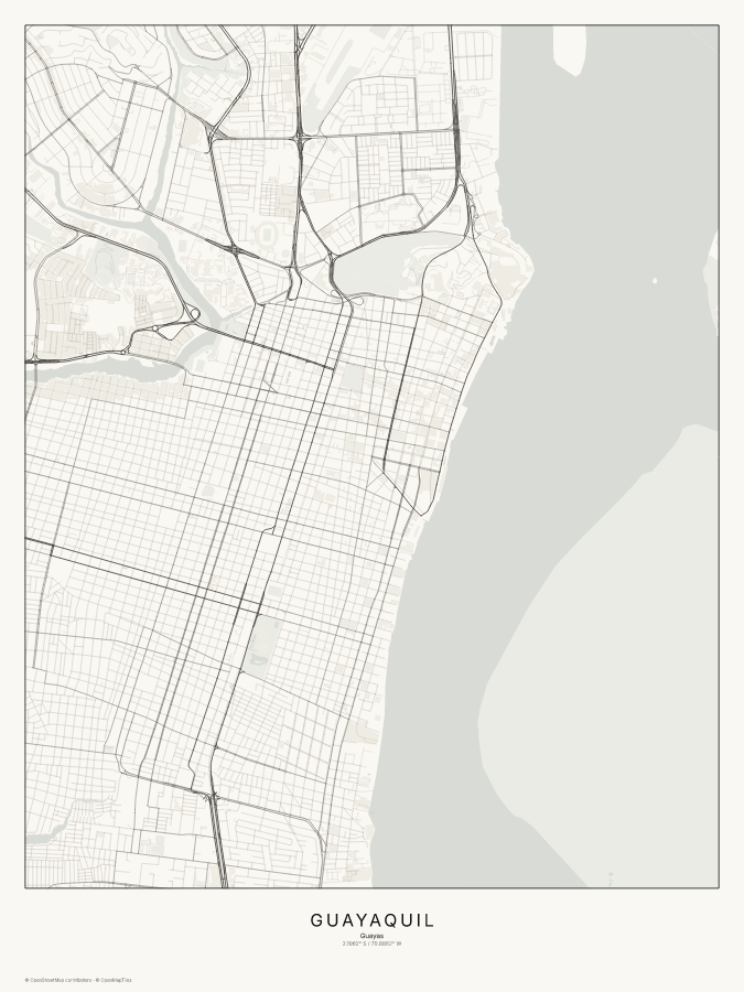 Guayaquil map poster, classic style